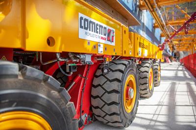 A total of 20 SPMT axle lines with an axle load of 48 t and two power pack units with 202 kW were ordered by Wiesbauer from Cometto