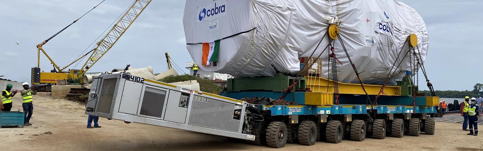 Marine Maroc a déplacé une turbine de 361 tonnes et un générateur de 295 tonnes dans une configuration SPMT « side by side ».